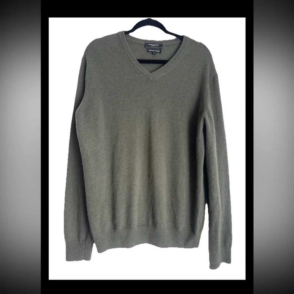 Mantovani Studio Men’s Sweater Olive Green 100% Italian Cashmere